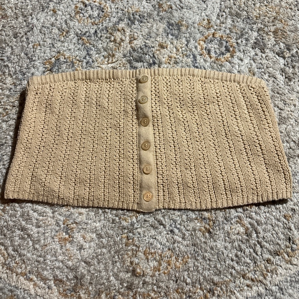 Forever 21 Cream Cable Knit Button-Front Tube Top